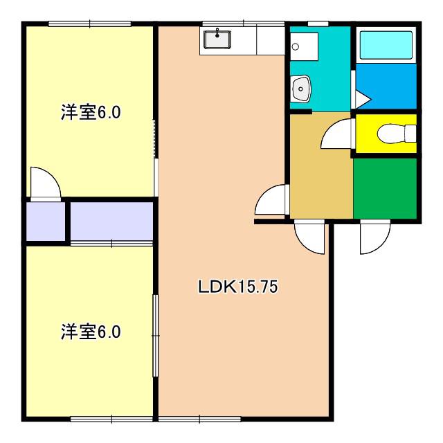 ハイツ森(2LDK/1階)の間取り写真