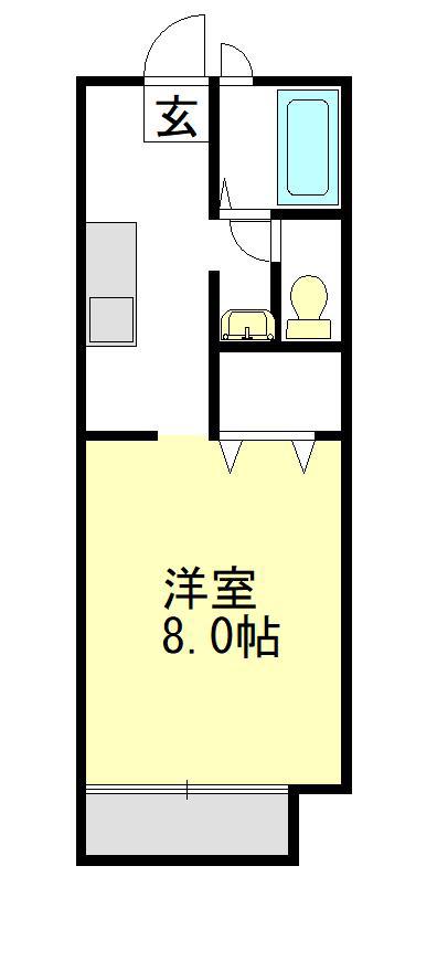 メルベイユ24(1K/1階)の間取り写真