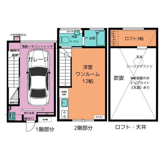 ガレージハウス イーエス オザカ(ワンルーム/1階)の間取り写真