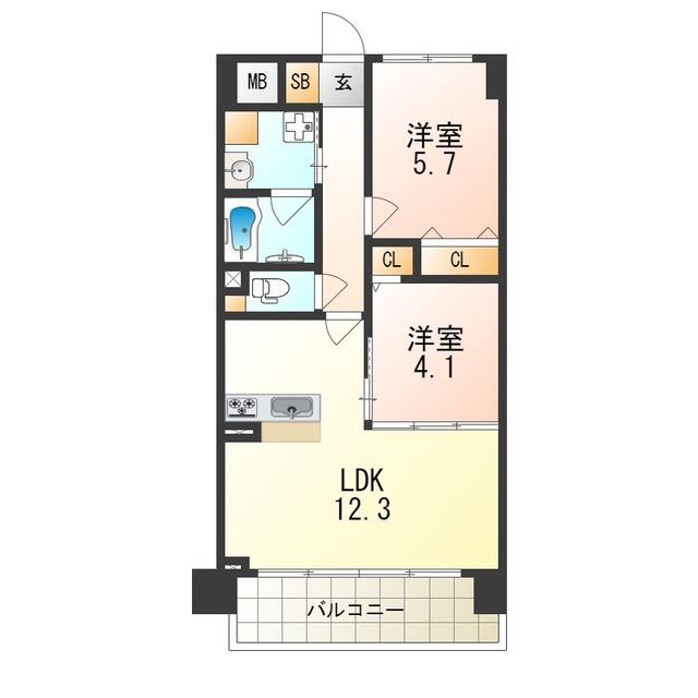 SHIPS NISHIKUJO(2LDK/3階)の間取り写真