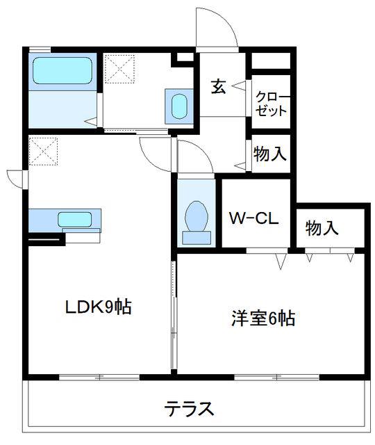 ミルフルール2(1LDK/1階)の間取り写真