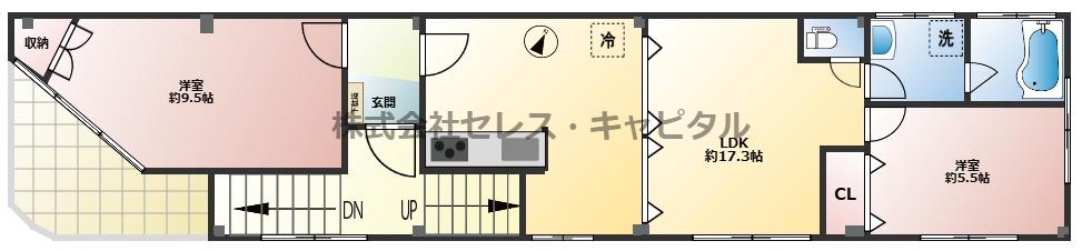 青木ビル(2LDK/2階)の間取り写真