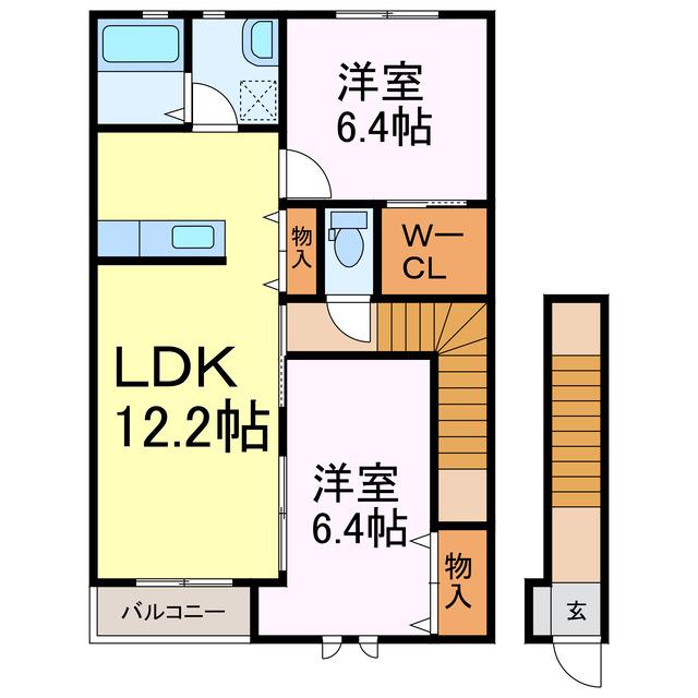 フラワータウン(2LDK/2階)の間取り写真