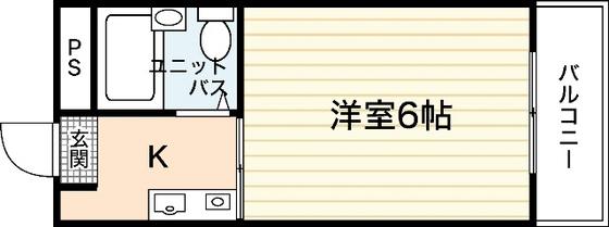 K・B・M三筋(1K/2階)の間取り写真