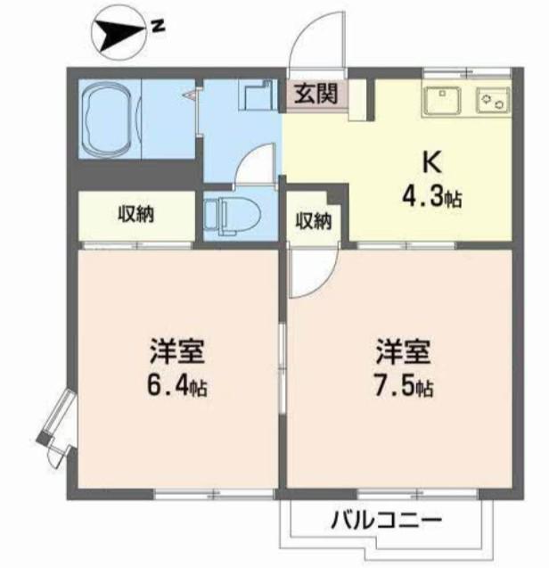 グリーンパークヒロミ(2K/2階)の間取り写真