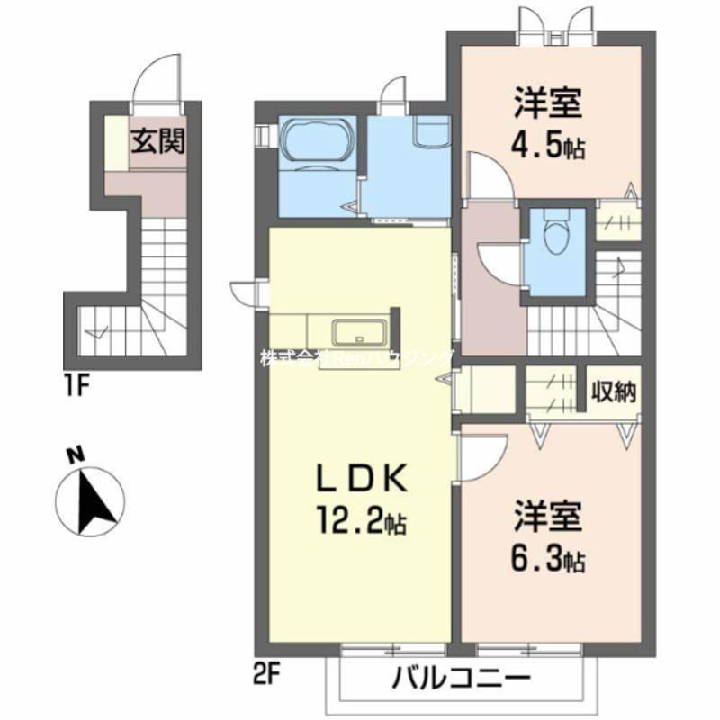 シャーメゾン大森 B棟(2LDK/2階)の間取り写真