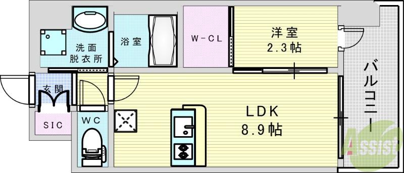 プレリスNEO大阪十三エルヴィオン(1LDK/10階)の間取り写真