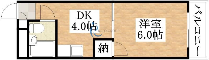 ミラグロス(1DK/2階)の間取り写真