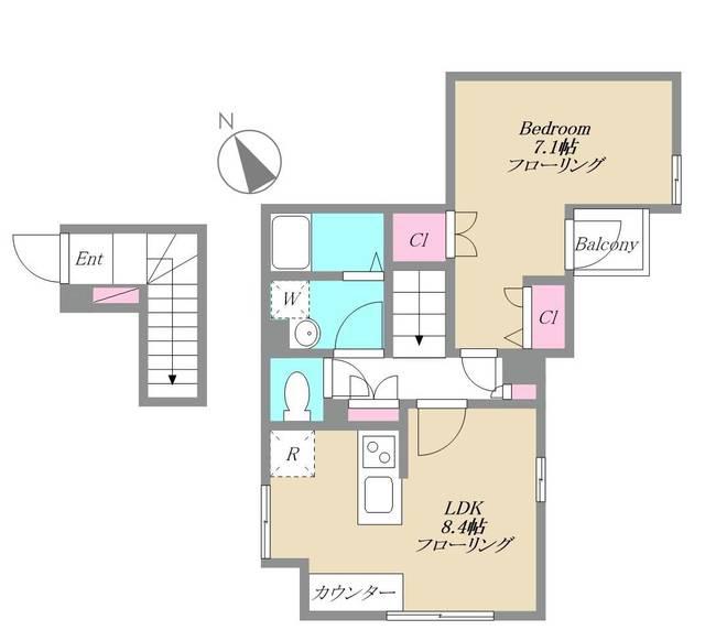MAISON COLZA KITASENJYU(1LDK/2階)の間取り写真