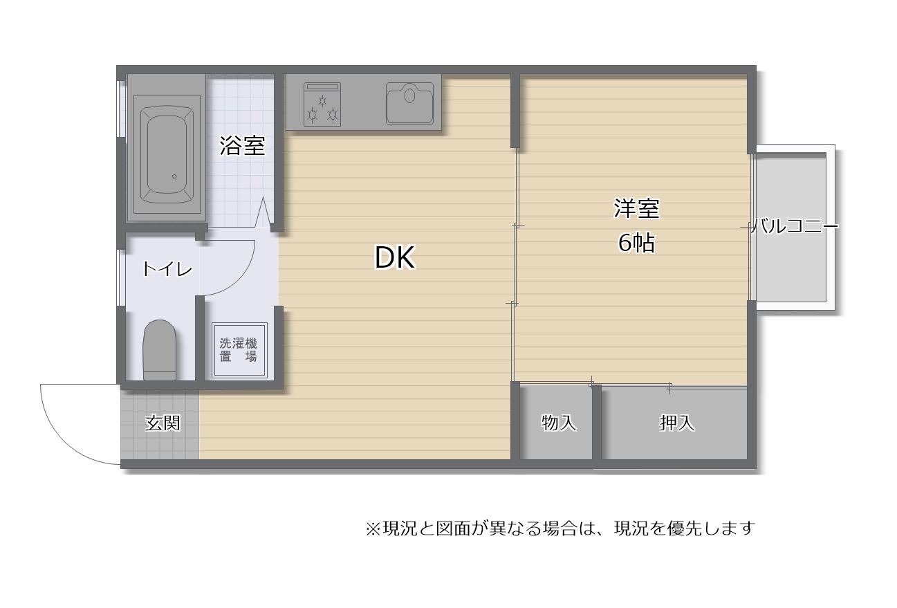 ラ・セレーネF(1LDK/1階)の間取り写真