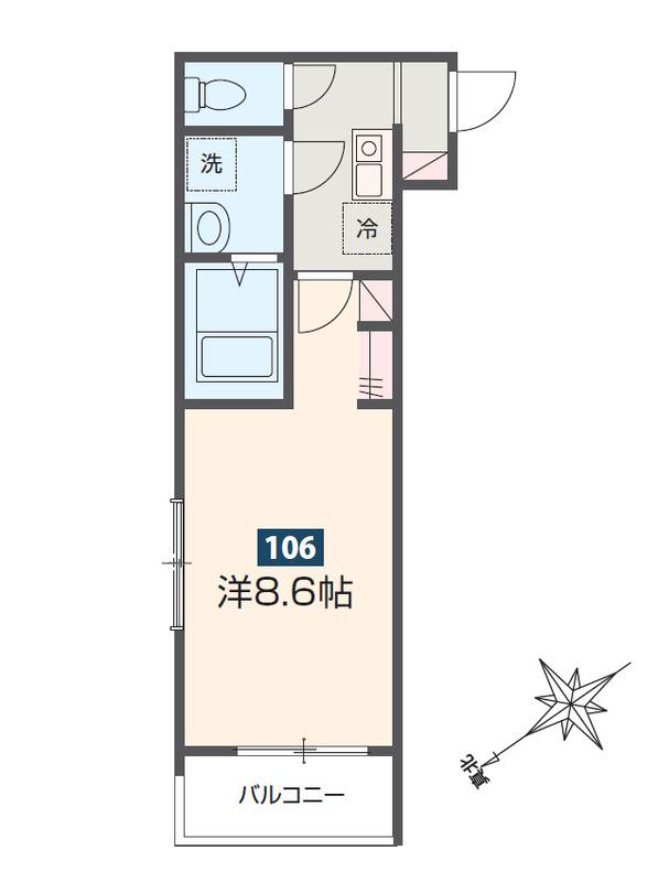 MELDIA京成津田沼II(1K/1階)の間取り写真