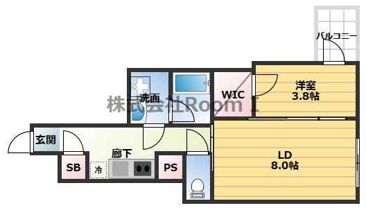 ミュプレ北浜イースト 旧SEST北浜(1LDK/12階)の間取り写真