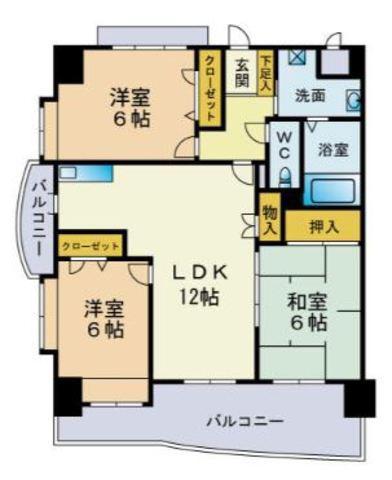 グリーンフォレスト(3LDK/1階)の間取り写真