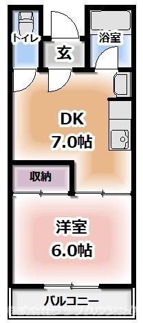 藤村ハイツII(1DK/2階)の間取り写真