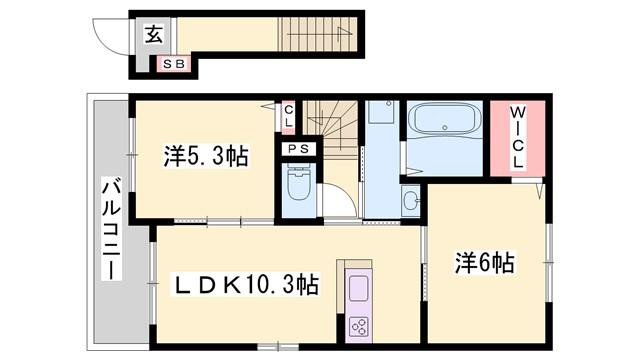 コンフォートカーサI(2LDK/2階)の間取り写真