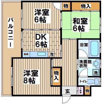 パークサイド野川(3DK/2階)の間取り写真