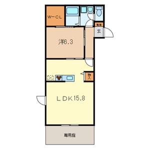 ベルエスペランサドゥ(1LDK/1階)の間取り写真