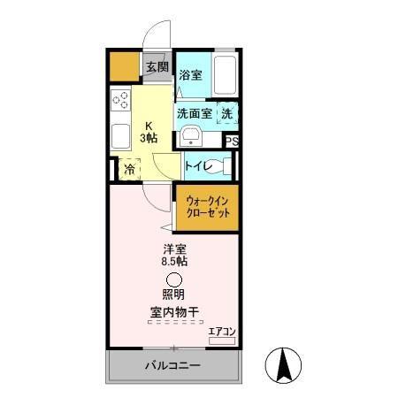 LOBELLIATOROI(1K/2階)の間取り写真