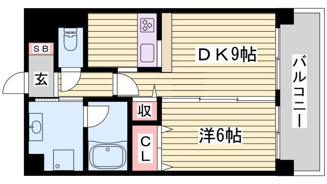 マンション西駅前(1DK/2階)の間取り写真