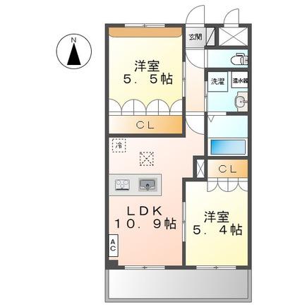 ベルデメゾン(2LDK/4階)の間取り写真
