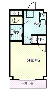 インペリアル2(1K/3階)の間取り写真
