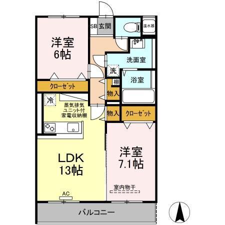 アヴニール(2LDK/3階)の間取り写真