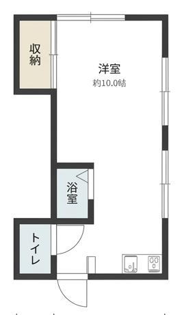 そよ風と丘の上ブルー(ワンルーム/1階)の間取り写真