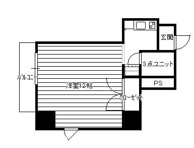 第一萬栄ビル(1K/3階)の間取り写真