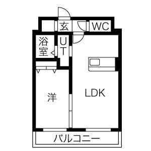 アンソレイエ宮の沢(1LDK/4階)の間取り写真