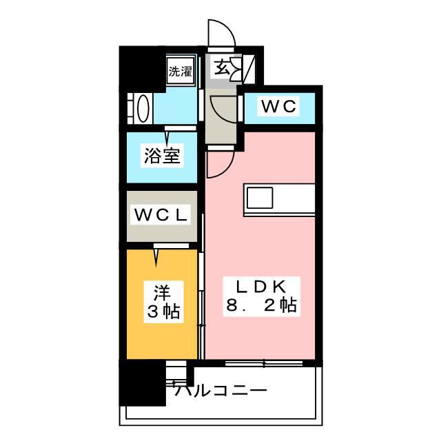 エンクレストベイ天神東II(1LDK/10階)の間取り写真