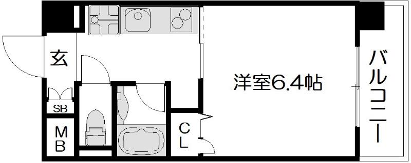 ラグゼナ清水五条(1K/4階)の間取り写真