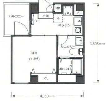 LOTSO京成立石(1K/6階)の間取り写真