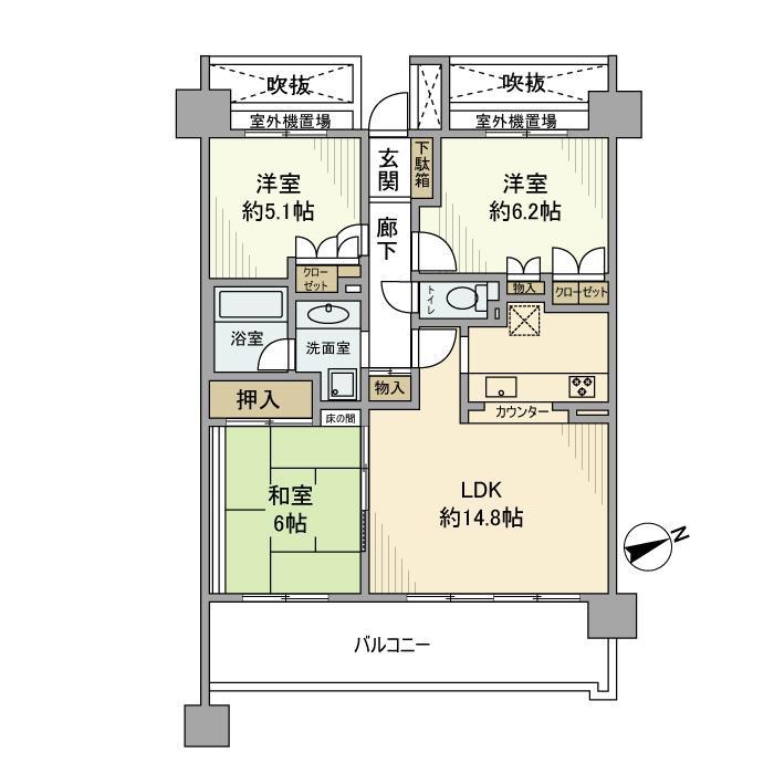 パセオ・TOKYOイースト(3LDK/6階)の間取り写真