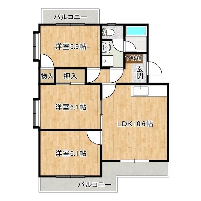 エクセルシオールII(3LDK/3階)の間取り写真