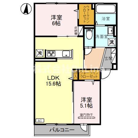 LUNARIA(2LDK/2階)の間取り写真