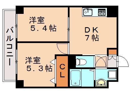 フィリオ大橋南(2DK/5階)の間取り写真