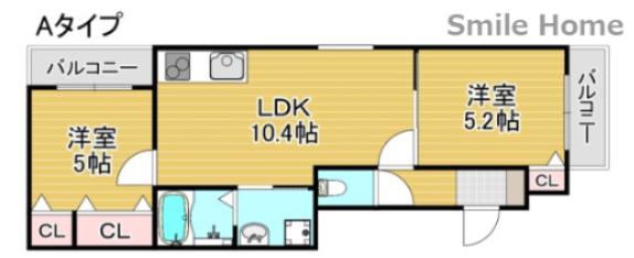 ラモーナ潮路(2LDK/2階)の間取り写真
