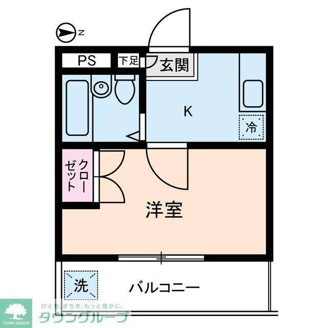 シャインハイム草加新田I(1K/2階)の間取り写真
