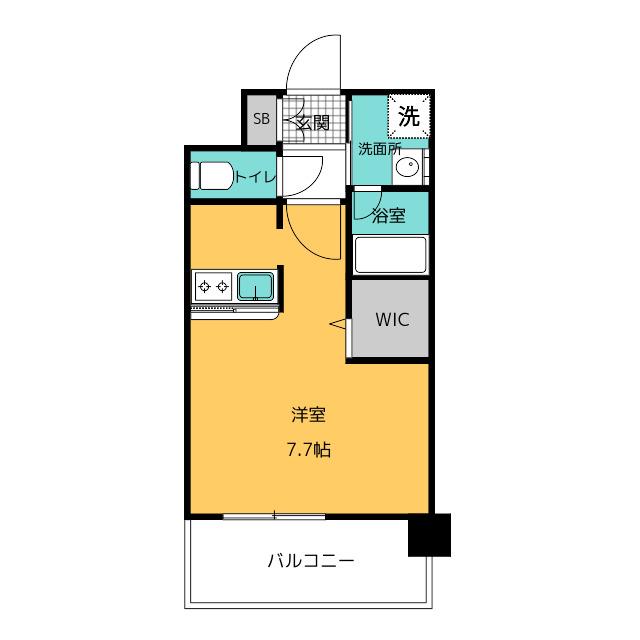 エンクレスト天神SIDE(1K/3階)の間取り写真