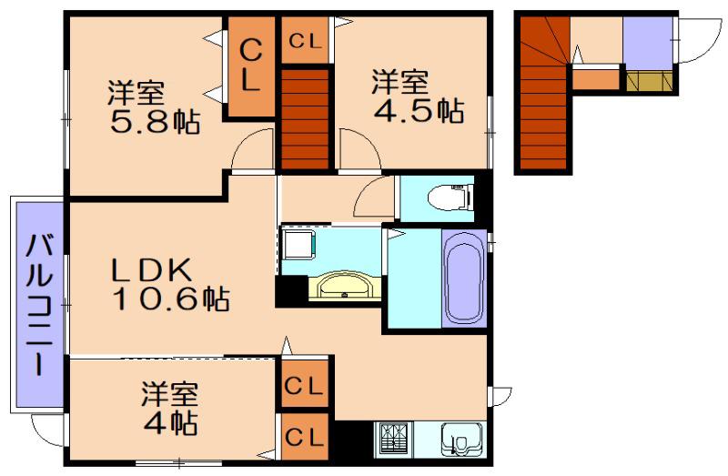D-ROOM長者原(3LDK/2階)の間取り写真
