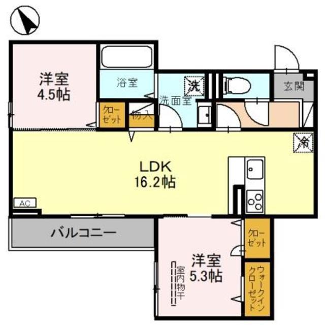 エトワールK(2LDK/2階)の間取り写真