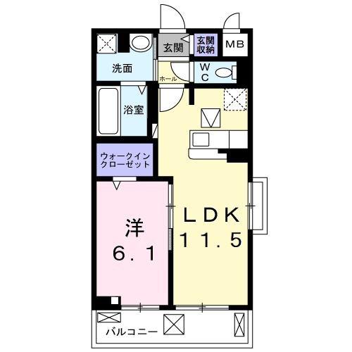 サードコート(1LDK/1階)の間取り写真