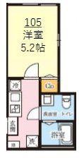スカイヒルズSASAGE(1K/1階)の間取り写真