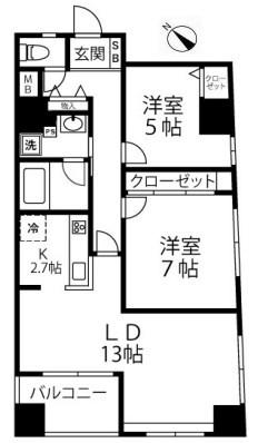 グリーンパーク日本橋DEUX(2LDK/4階)の間取り写真