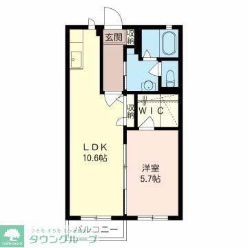 クレセントB(1LDK/2階)の間取り写真