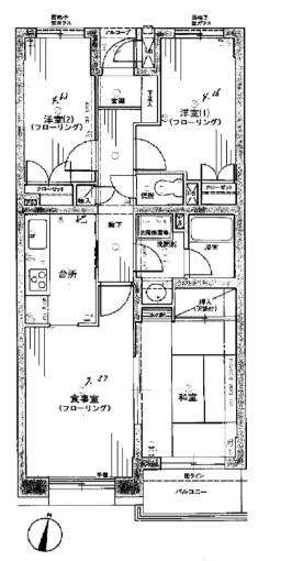 ライオンズマンション与野本町第2(3LDK/4階)の間取り写真