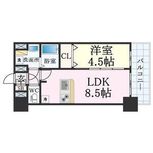 プレサンス新神戸駅前(1LDK/11階)の間取り写真