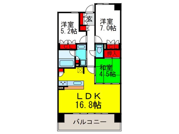 ジオ千里中央アクアコートD棟(3LDK/8階)の間取り写真