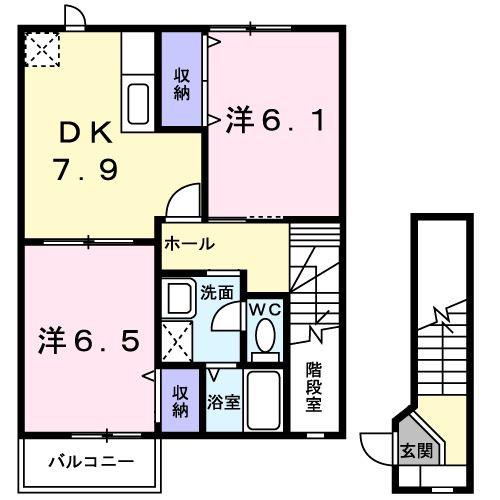 アーバンハイツI(2DK/2階)の間取り写真