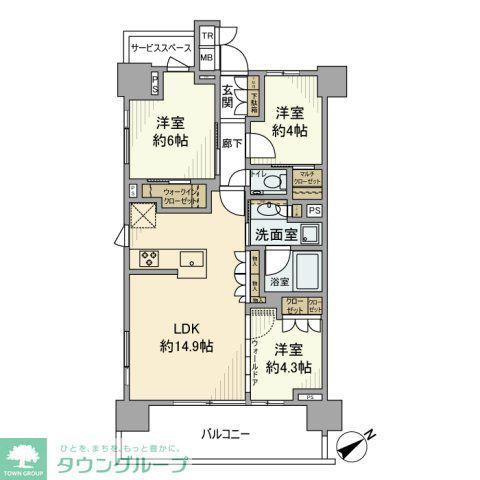 プラウド東神奈川(3LDK/4階)の間取り写真